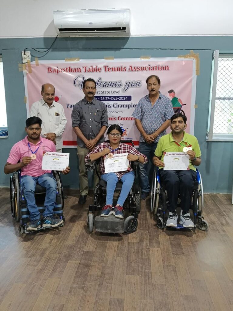 प्रथम राज्य स्तरीय पैरा टेबल टेनिस चैंपियनशिप 2024 में डॉ धनवंती सोनगरा ने कांस्य पदक प्राप्त किया 1 img 20241030 wa00466913288499788172989