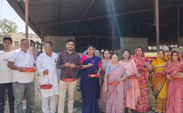  गौ सेवा व पक्षियों के लिए परिंडे लगाकर मनाया रविवार सेवा दिवस